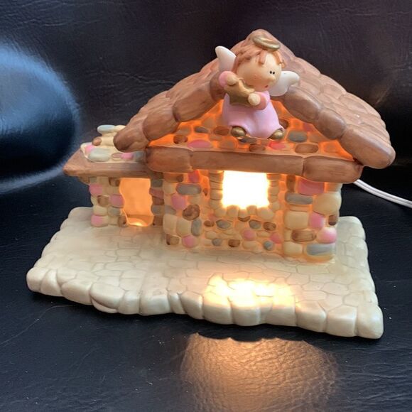 Nativity Manager Christmas Holiday Scene Fairy Lighted  5 X 10 Inch Stone house - Picture 2 of 10